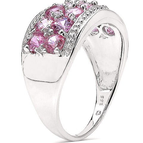 Pink Sapphire & White Topaz Sterling Silver Ring