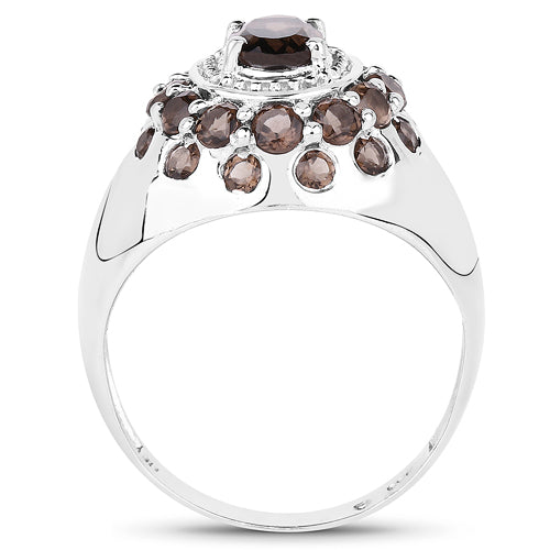 Smoky Quartz Sterling Silver Ring (1.90 ct)