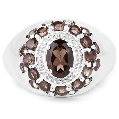 Smoky Quartz Sterling Silver Ring (1.90 ct)