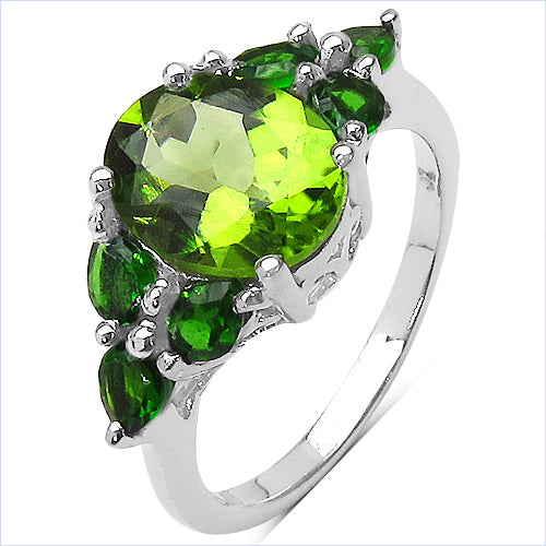 Peridot & Chrome Diopside Sterling Silver Ring