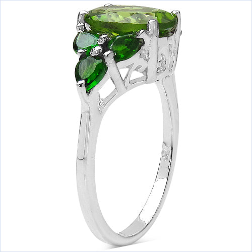 Peridot & Chrome Diopside Sterling Silver Ring