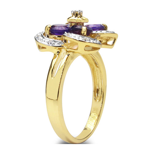 Amethyst & Topaz Sterling Silver Ring (1.40 ct)
