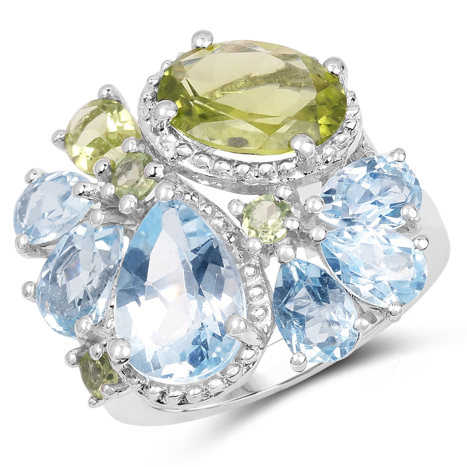 Peridot & Blue Topaz Sterling Silver Ring - gallery