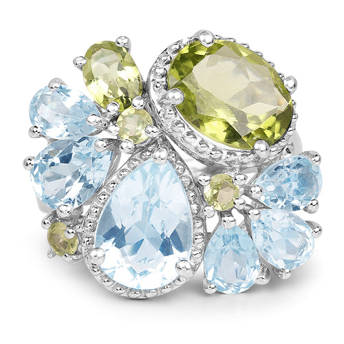 Peridot & Blue Topaz Sterling Silver Ring