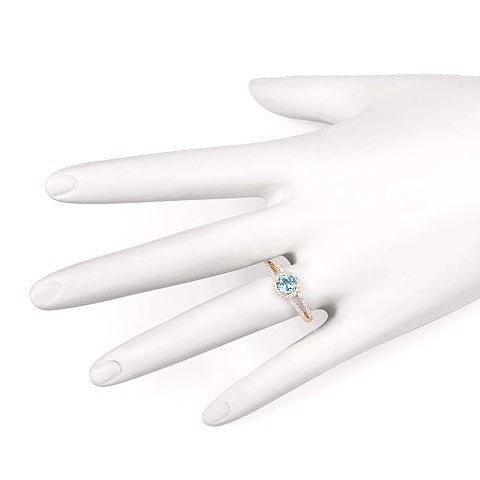 Blue Topaz & Diamond 14K Yellow Gold Ring