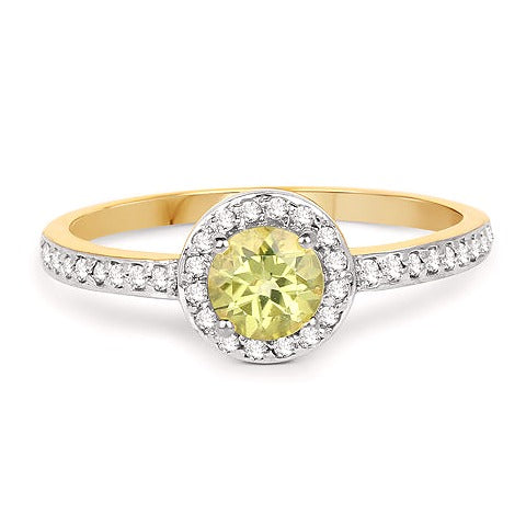 Peridot & Diamond 14K Yellow Gold Ring