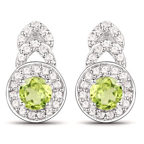 Peridot and White Topaz Sterling Silver 3 Piece Jewelry Set (Ring, Earrings