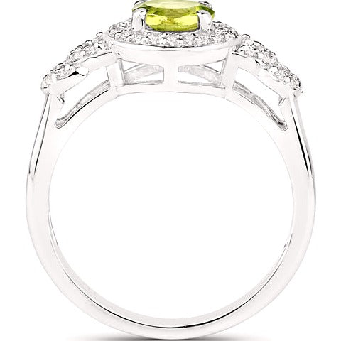 Peridot and White Topaz Sterling Silver 3 Piece Jewelry Set (Ring, Earrings